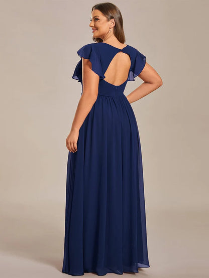 Plus Size Chiffon Pleated A-Line Back Cutout Bridesmaid Dress/Prom  Dresses