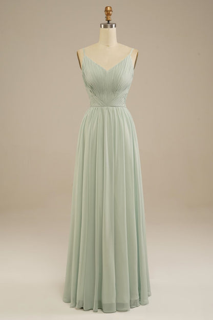 A-Line Floor Length Chiffon Bridesmaid Dress