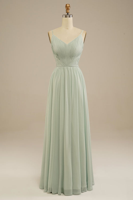 A-Line Floor Length Chiffon Bridesmaid Dress