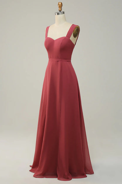 Sweetheart Sleeveless Long Bridesmaid Dress With Slit