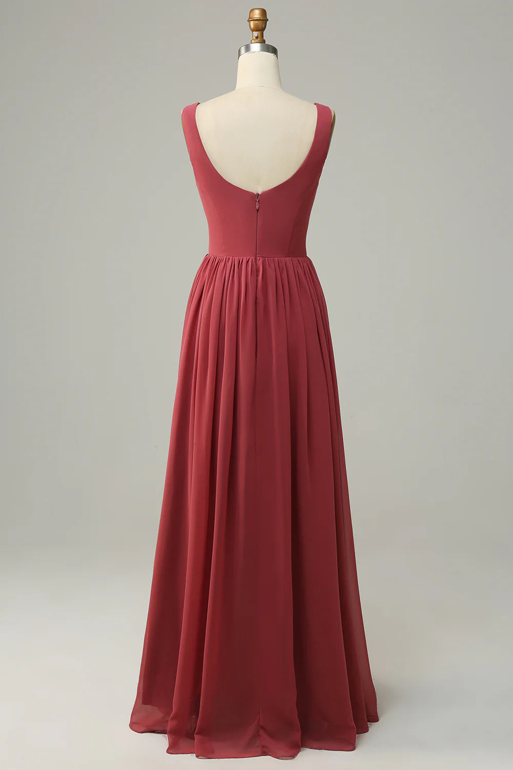 V Neck Open Back Desert Rose Bridesmaid Dress