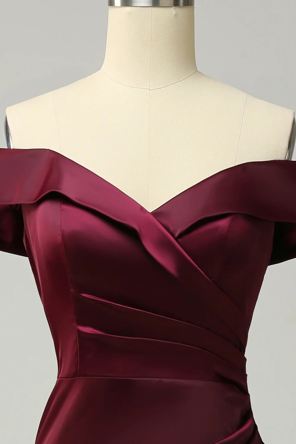 Burgundy Off The Shoulder Sheath Long Bridesmaid Dress