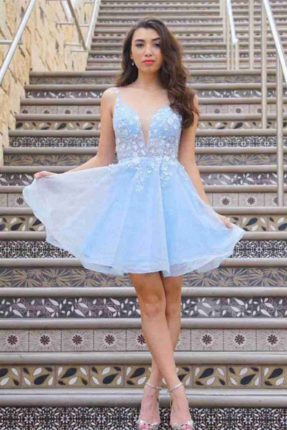 A Line Spaghetti Straps Homecoming Dress With Applique