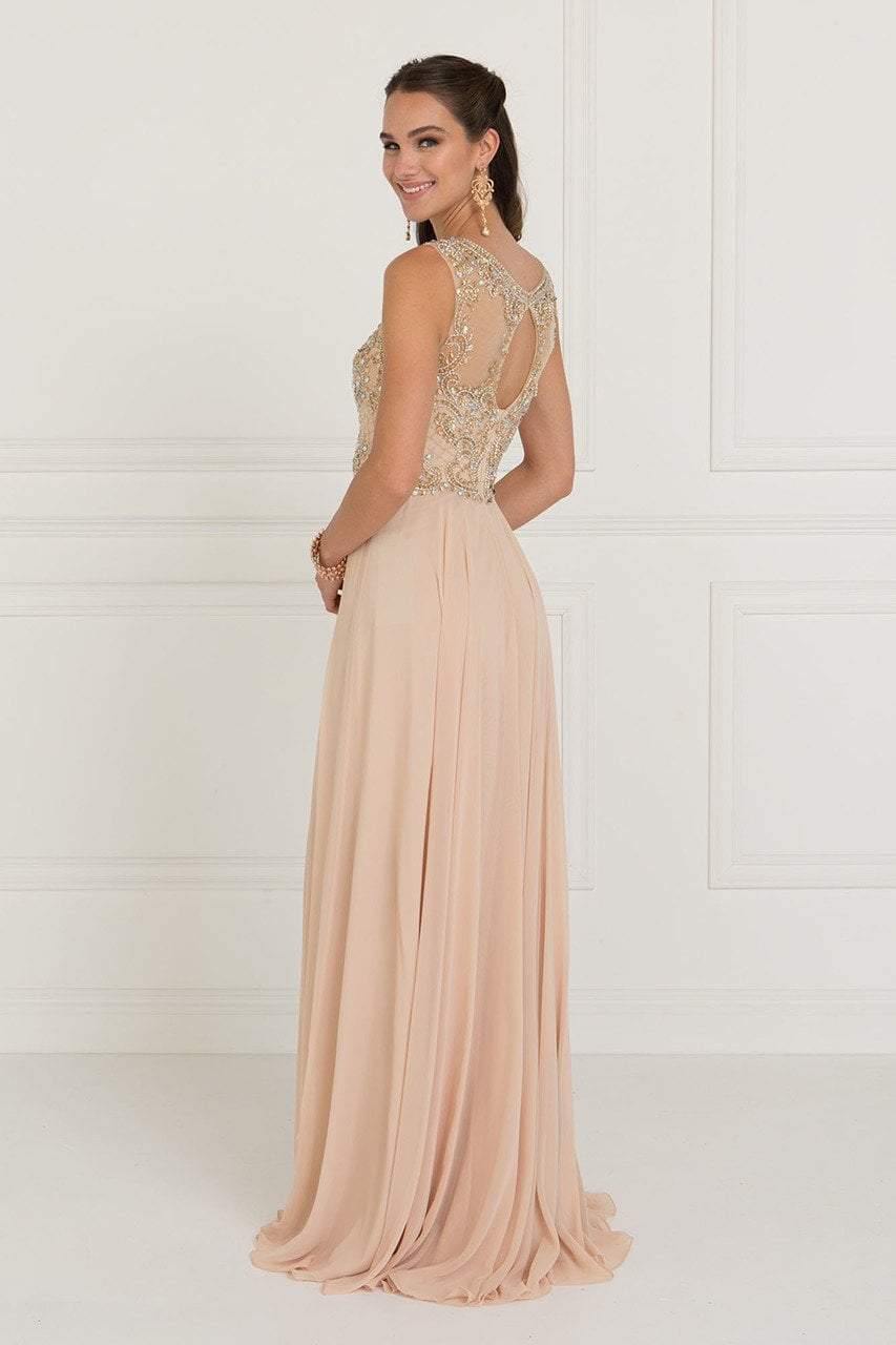 Jeweled Illusion Bateau Chiffon A-line Gown