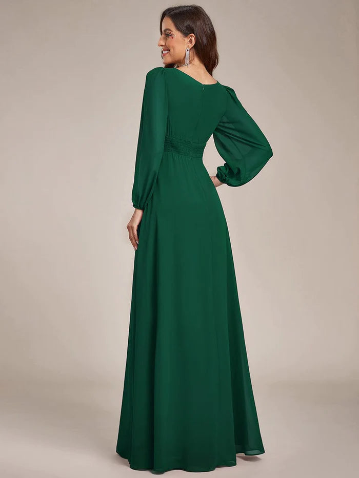 Chiffon High Empire Waist Puff Sleeve Mother Dress/Prom Dresses