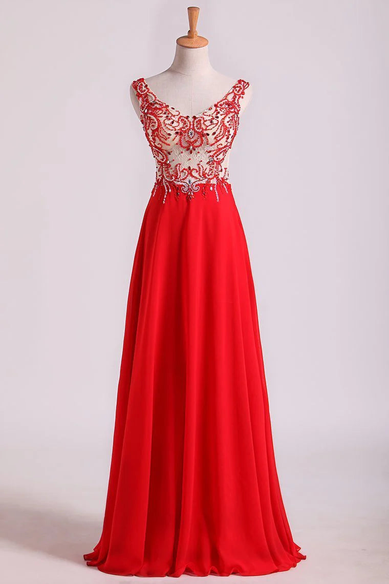 Off The Shoulder Floor Length Party Dress Beaded Lace Bodice Chiffon