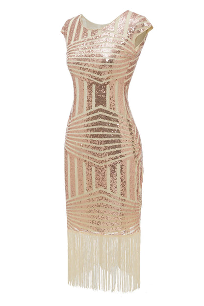 Blush Round Neck 1920s Flapper Dress