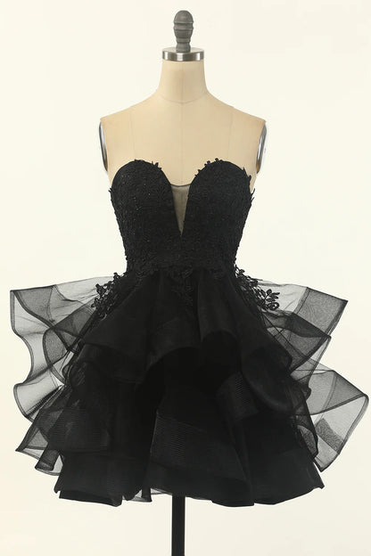 Strapless Tulle Little Black Dress