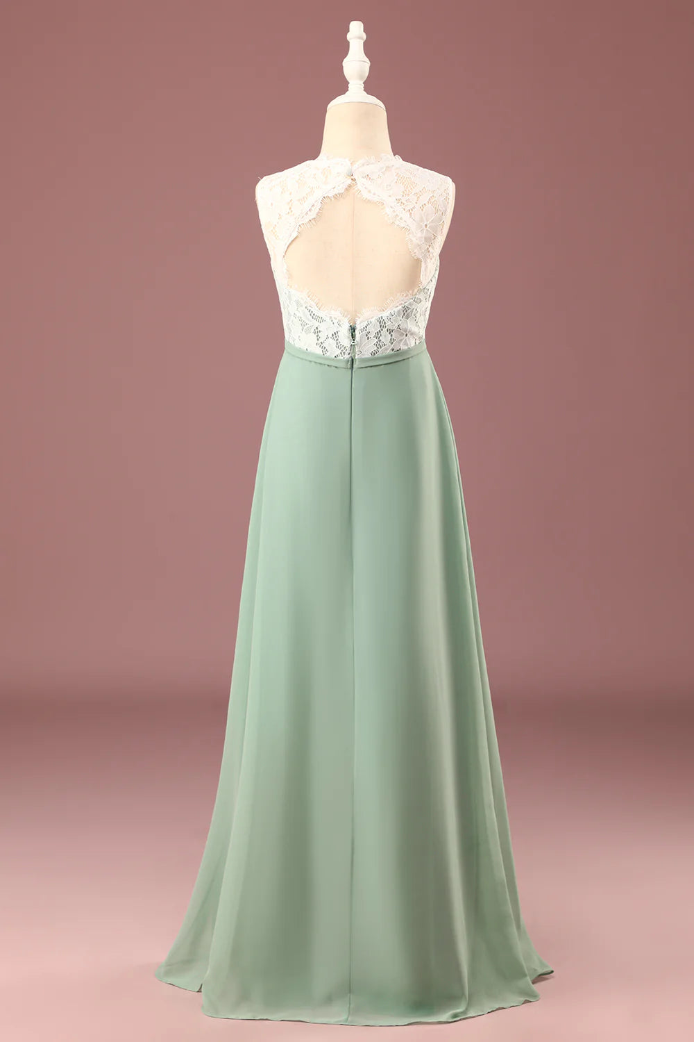 Matcha A-line Floor Length Round Neck Sleeveless Junior Bridesmaid Dress