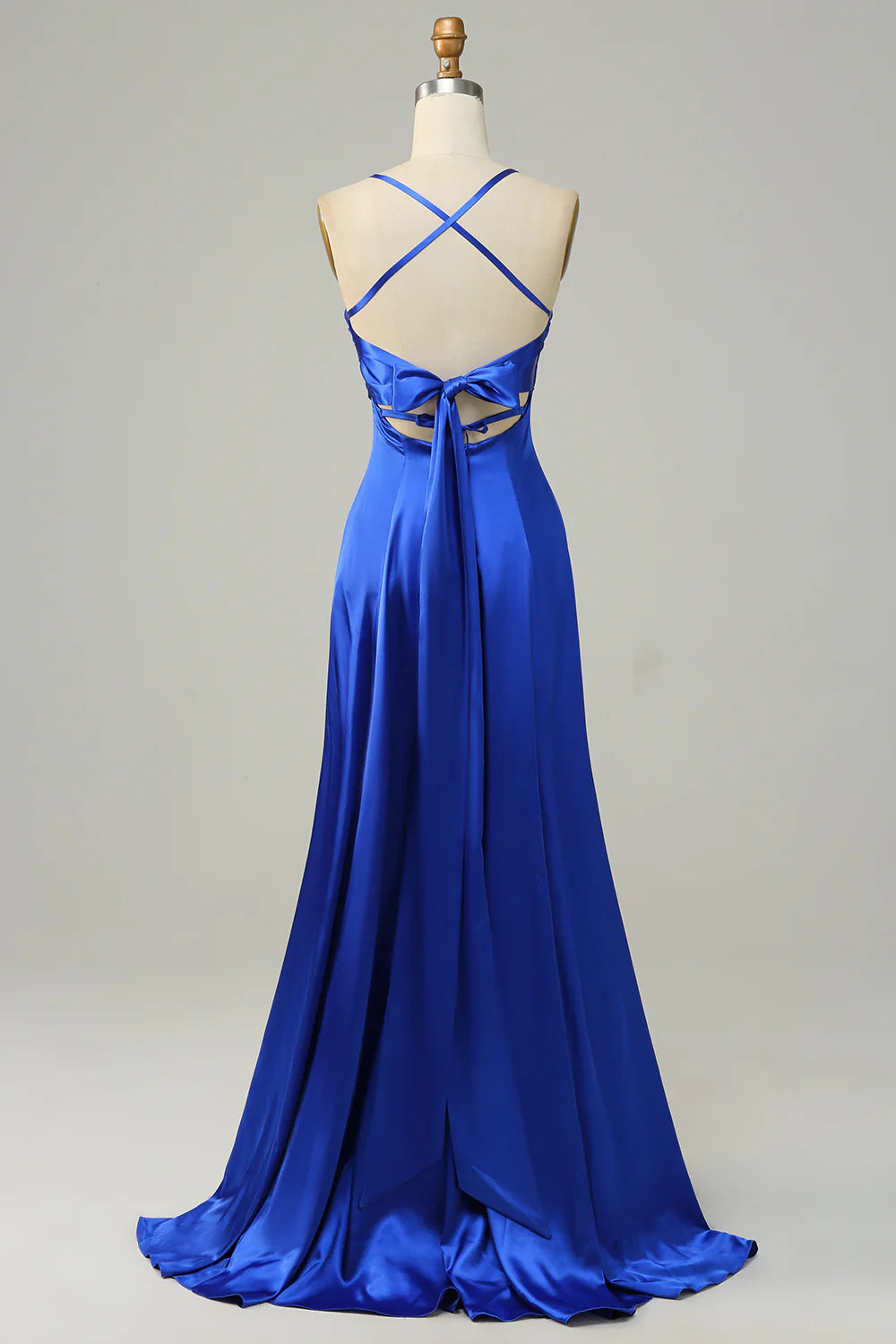 Royal Blue Halter A Line Long Bridesmaid Dress