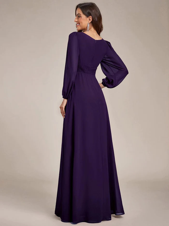 Chiffon High Empire Waist Puff Sleeve Mother Dress/Prom Dresses