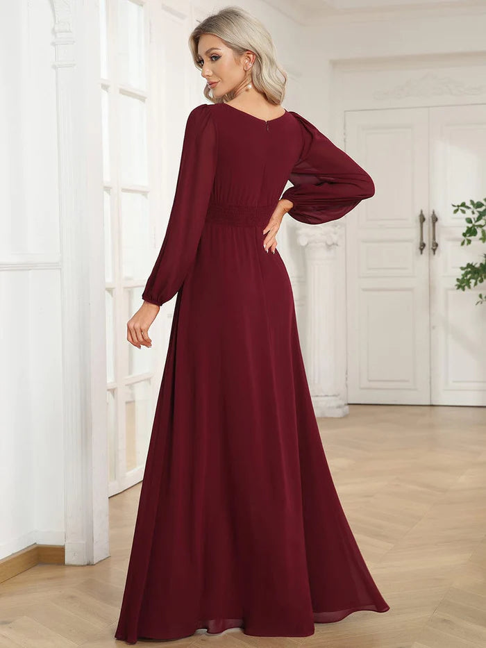 Chiffon High Empire Waist Puff Sleeve Mother Dress/Prom Dresses