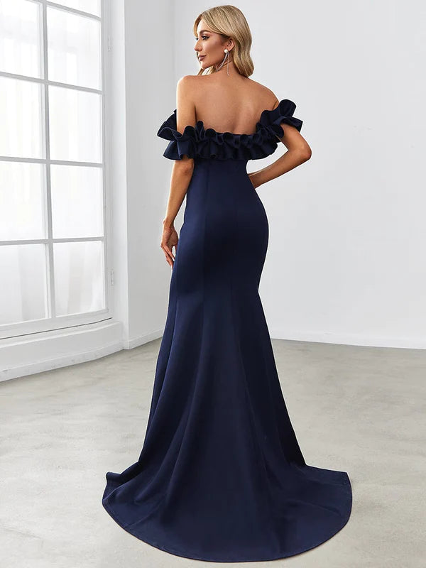 Off the Shoulder A Line Mermaid Maxi Evening Gown