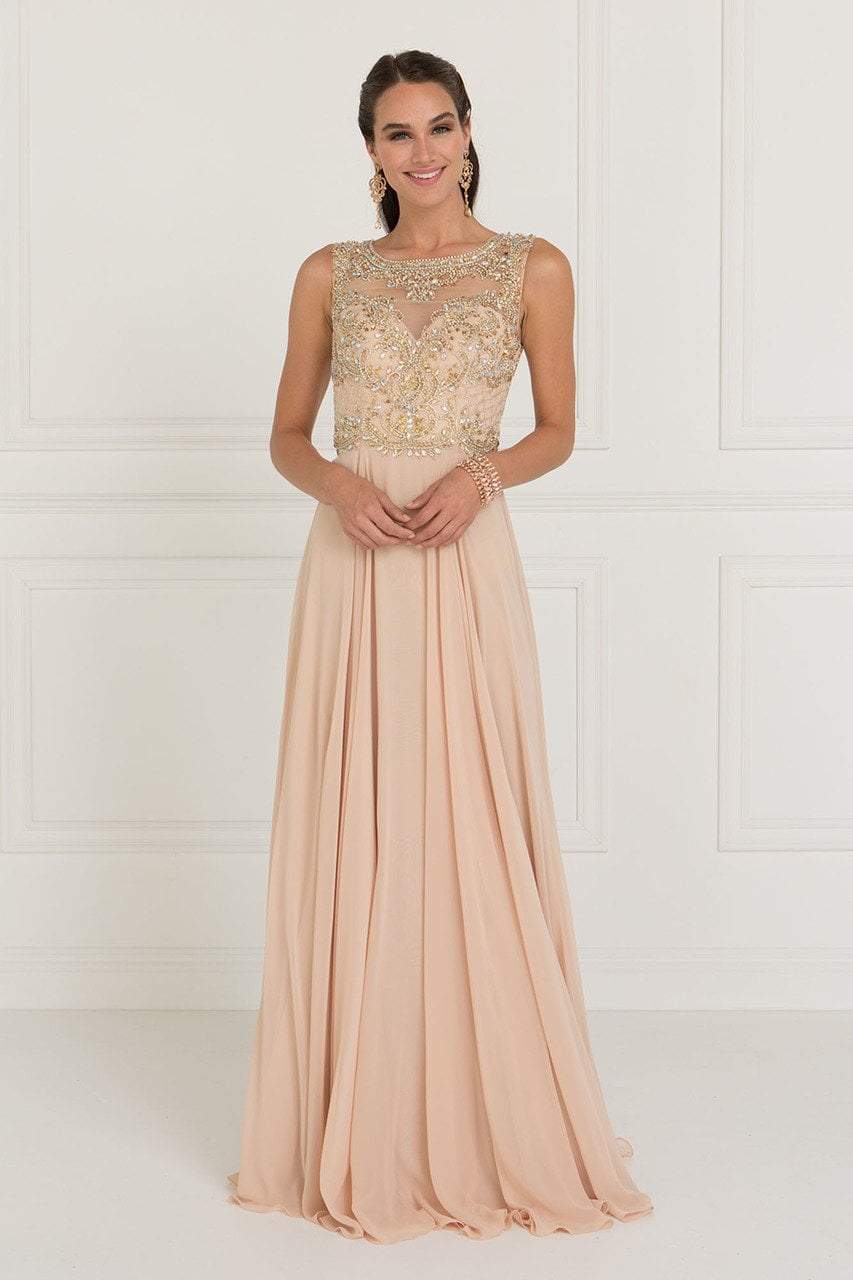 Jeweled Illusion Bateau Chiffon A-line Gown