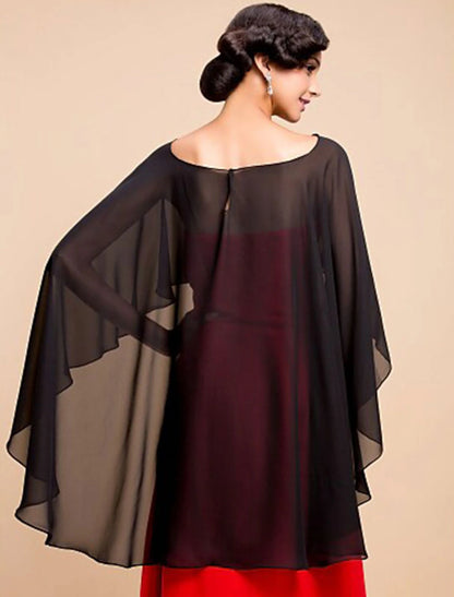 Sleeveless Capelets Chiffon Wedding / Party Evening / Party / Evening Shawl & Wrap / Wedding Guest Wraps With Draping / Solid