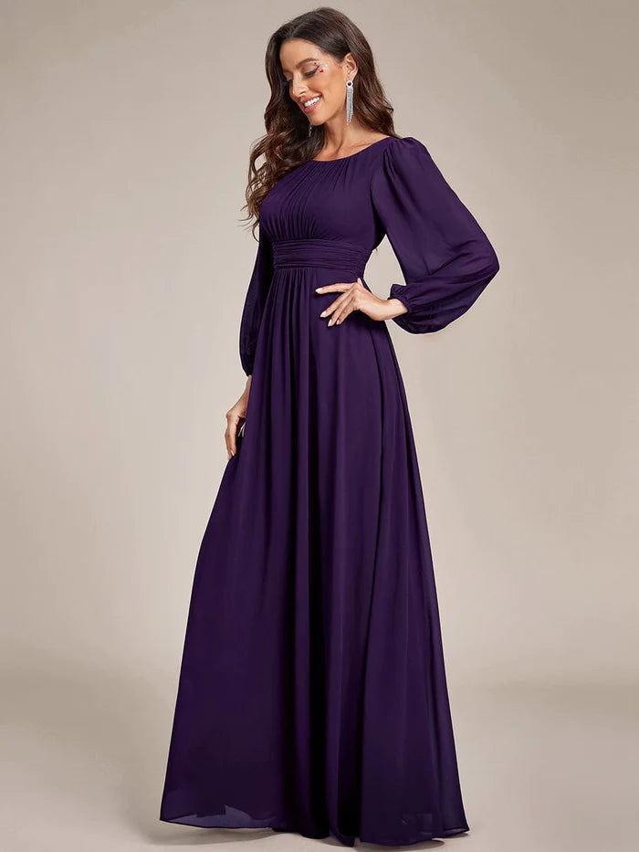 Chiffon High Empire Waist Puff Sleeve Mother Dress/Prom Dresses