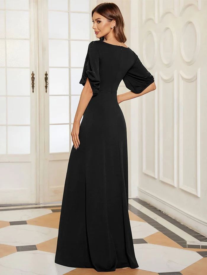 Trendy Round Neck Bodycon Wedding Guest Dress with Sleeves/Prom Dresses