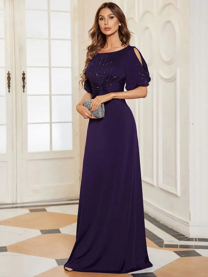 Trendy Round Neck Bodycon Wedding Guest Dress with Sleeves/Prom Dresses