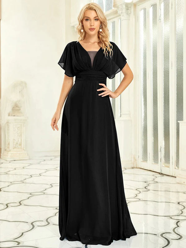 Women's A-Line Empire Waist Maxi Chiffon Evening Dress