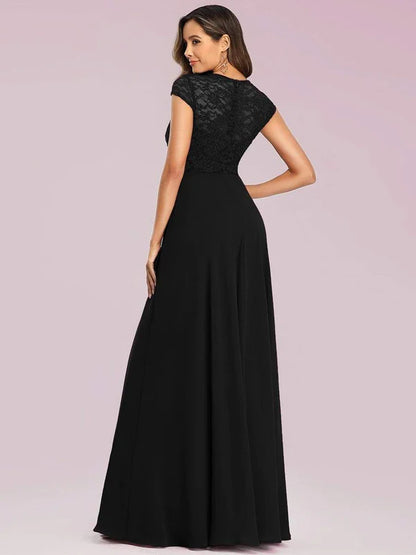 Sweetheart Floral Lace Cap Sleeve Wedding Guest Dress