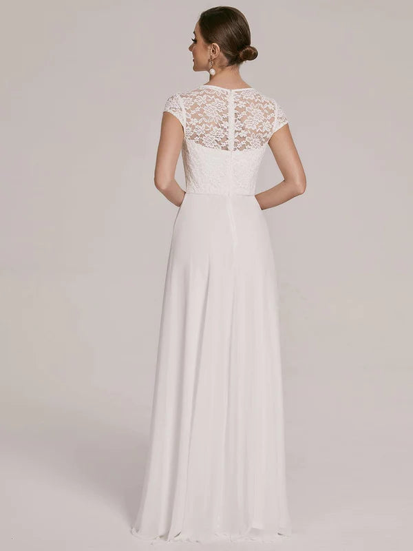 Sweetheart Floral Lace Cap Sleeve Wedding Guest Dress