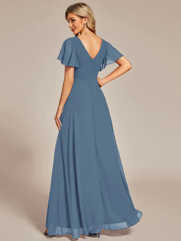 Charming Chiffon Bridesmaid Dress with Lotus Leaf Hemline