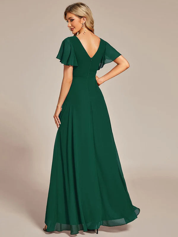 Charming Chiffon Bridesmaid Dress with Lotus Leaf Hemline