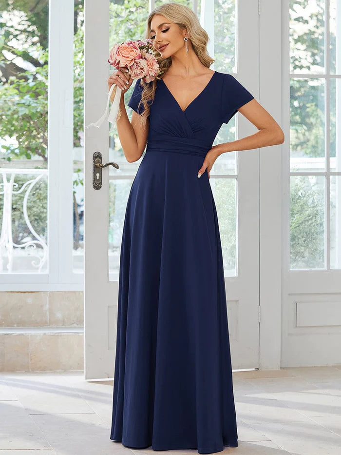 Simple Pleated Empire Waist A-Line Bridesmaid Dress/Prom Dresses