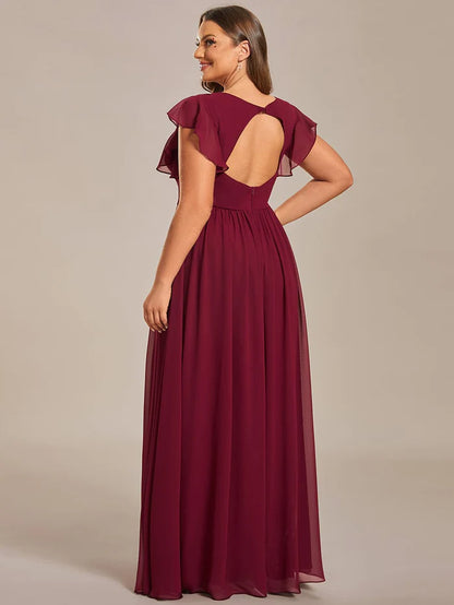 Plus Size Chiffon Pleated A-Line Back Cutout Bridesmaid Dress/Prom  Dresses