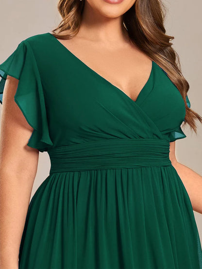 Plus Size Chiffon Pleated A-Line Back Cutout Bridesmaid Dress/Prom  Dresses