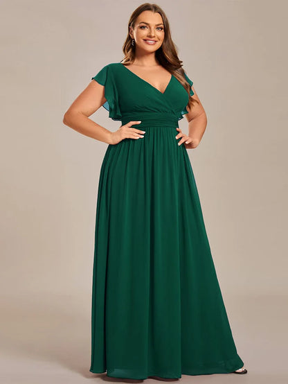 Plus Size Chiffon Pleated A-Line Back Cutout Bridesmaid Dress/Prom  Dresses