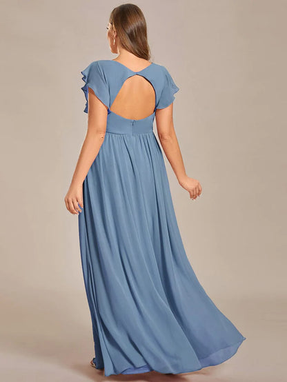 Plus Size Chiffon Pleated A-Line Back Cutout Bridesmaid Dress/Prom  Dresses