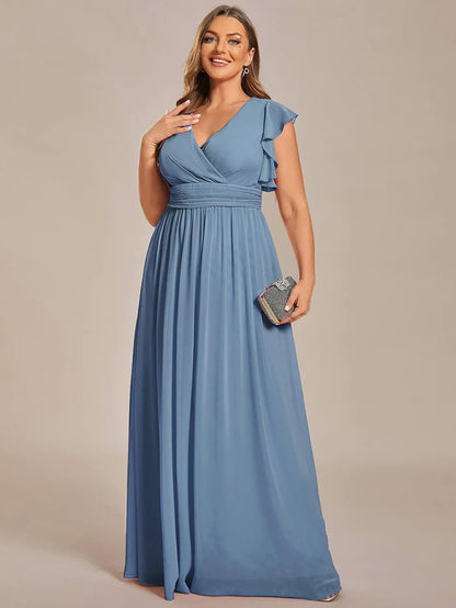 Plus Size Chiffon Pleated A-Line Back Cutout Bridesmaid Dress/Prom  Dresses