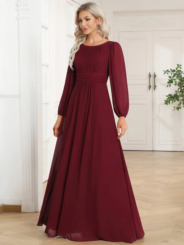 Chiffon High Empire Waist Puff Sleeve Mother Dress/Prom Dresses