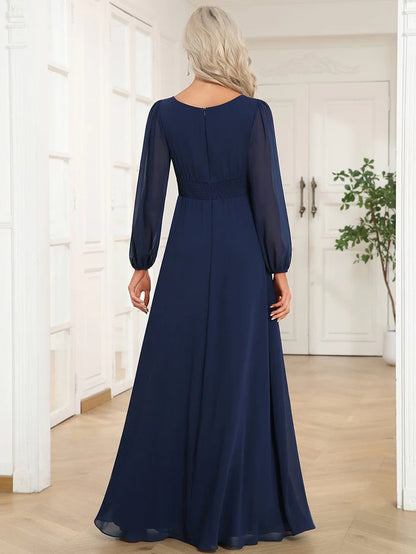 Chiffon High Empire Waist Puff Sleeve Mother Dress/Prom Dresses