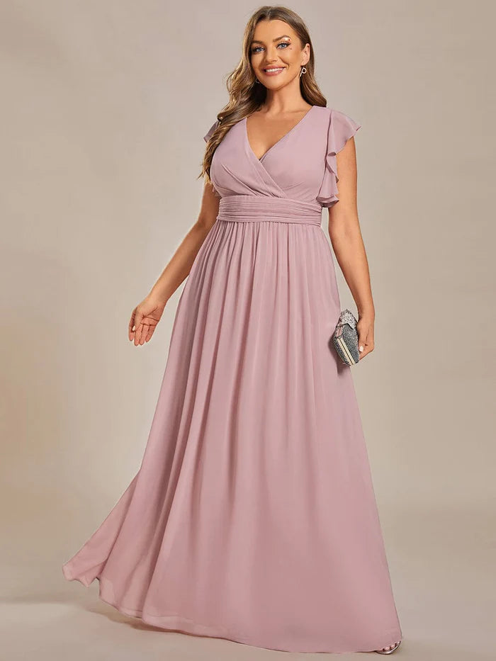 Plus Size Chiffon Pleated A-Line Back Cutout Bridesmaid Dress/Prom  Dresses