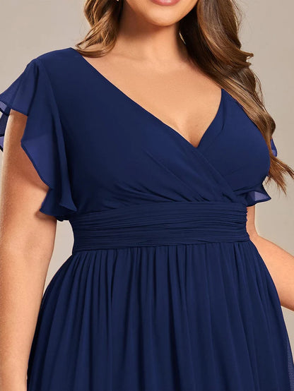 Plus Size Chiffon Pleated A-Line Back Cutout Bridesmaid Dress/Prom  Dresses