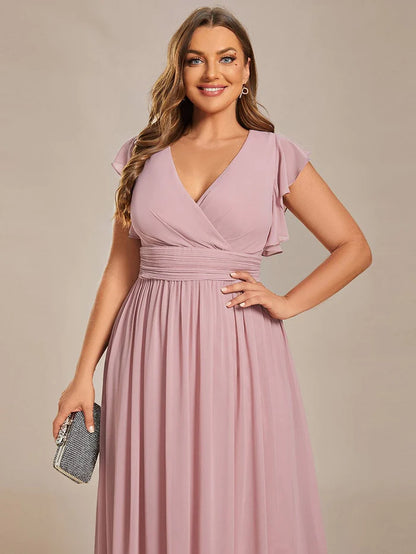 Plus Size Chiffon Pleated A-Line Back Cutout Bridesmaid Dress/Prom  Dresses