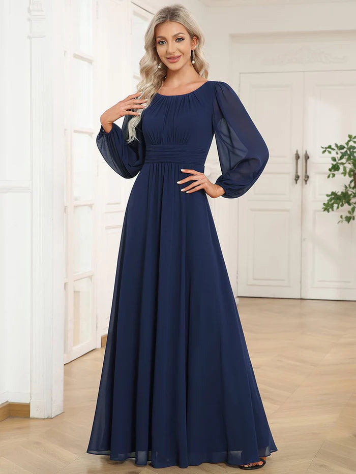 Chiffon High Empire Waist Puff Sleeve Mother Dress/Prom Dresses