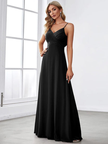 Cross V-Neck Chiffon Backless A-Line Bridesmaid Dress/Evening Dresses