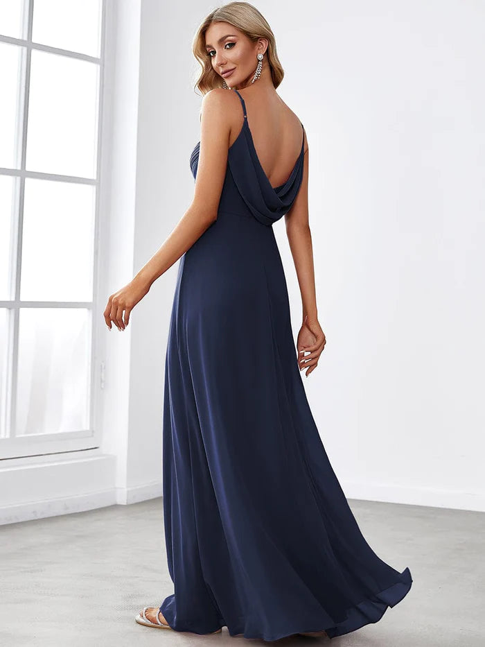 Cross V-Neck Chiffon Backless A-Line Bridesmaid Dress/Evening Dresses