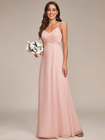 Cross V-Neck Chiffon Backless A-Line Bridesmaid Dress/Evening Dresses