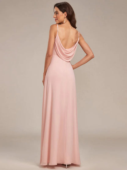 Cross V-Neck Chiffon Backless A-Line Bridesmaid Dress/Evening Dresses