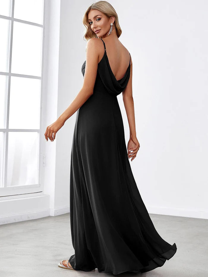 Cross V-Neck Chiffon Backless A-Line Bridesmaid Dress/Evening Dresses