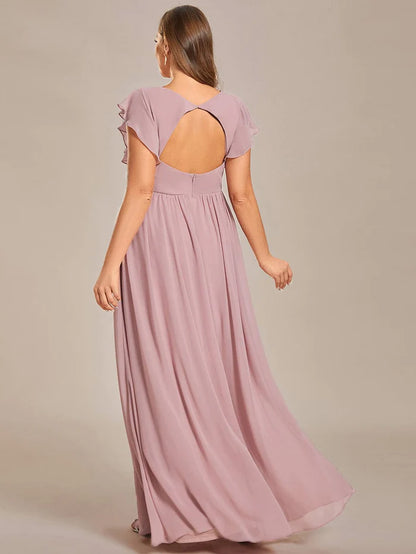 Plus Size Chiffon Pleated A-Line Back Cutout Bridesmaid Dress/Prom  Dresses