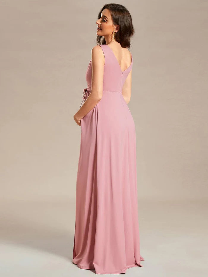 High Slit Sleeveless A-Line Stretchy Maxi Maternity Dress/Evening  Dresses