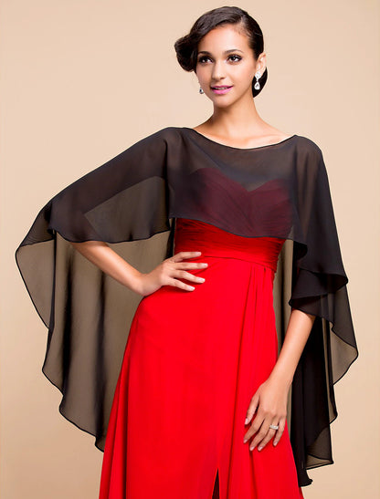 Sleeveless Capelets Chiffon Wedding / Party Evening / Party / Evening Shawl & Wrap / Wedding Guest Wraps With Draping / Solid