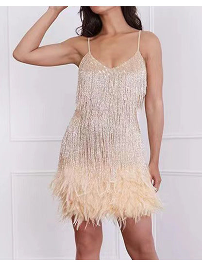 Flapper Dress The Great Gatsby Women's Tassel Fringe Feather Cosplay Costume Masquerade Party / Evening Dress