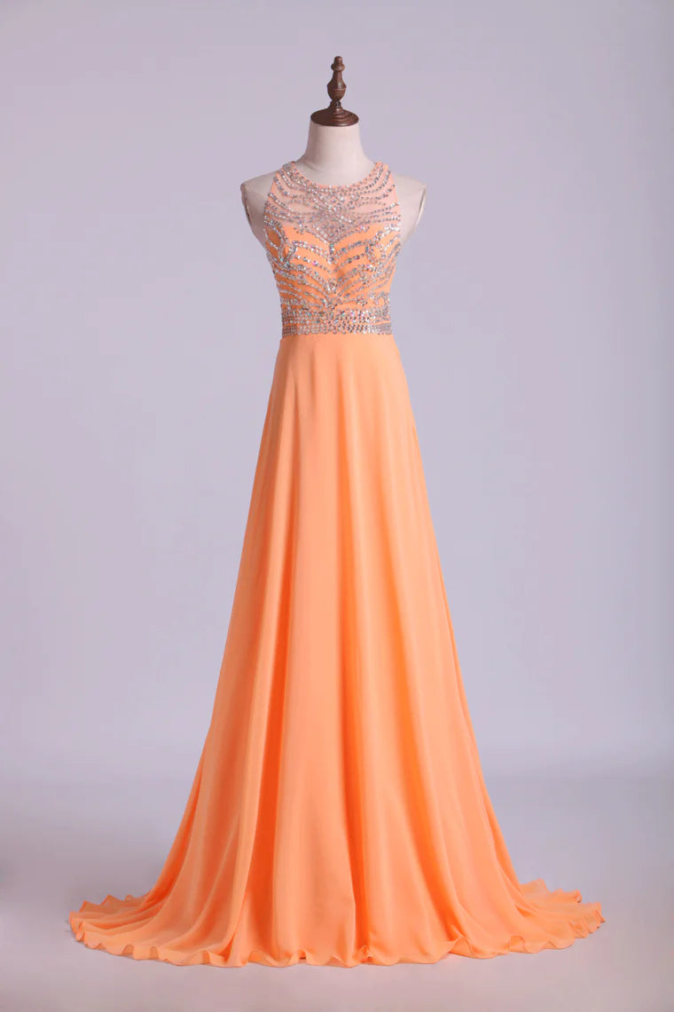 A-Line Party Dresses Tulle And Chiffon Sweep Train