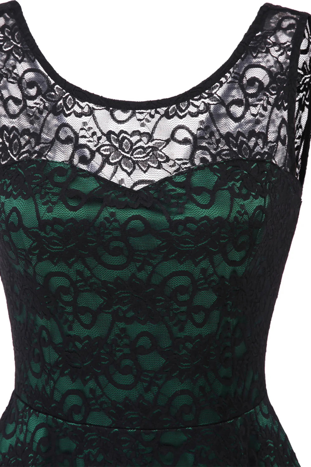 Vintage Elegant Dark Green Lace Dress